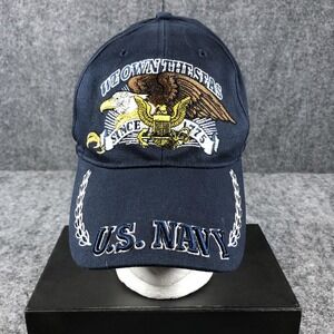 U.S. Navy Hat Cap Strap Back‎ One Size Military Eagle Crest Since 1775 Mens Navy